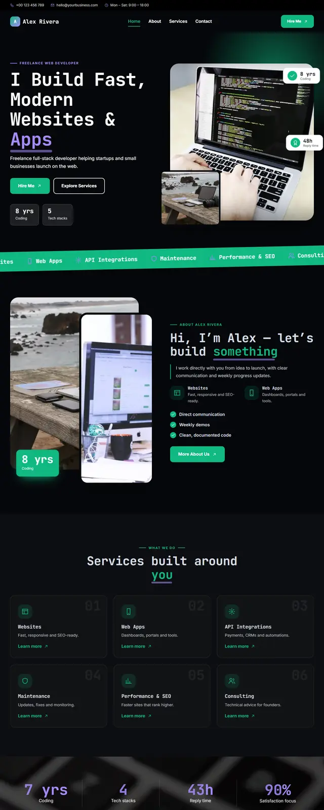 Alex Rivera – Freelance Web Developer sample website
