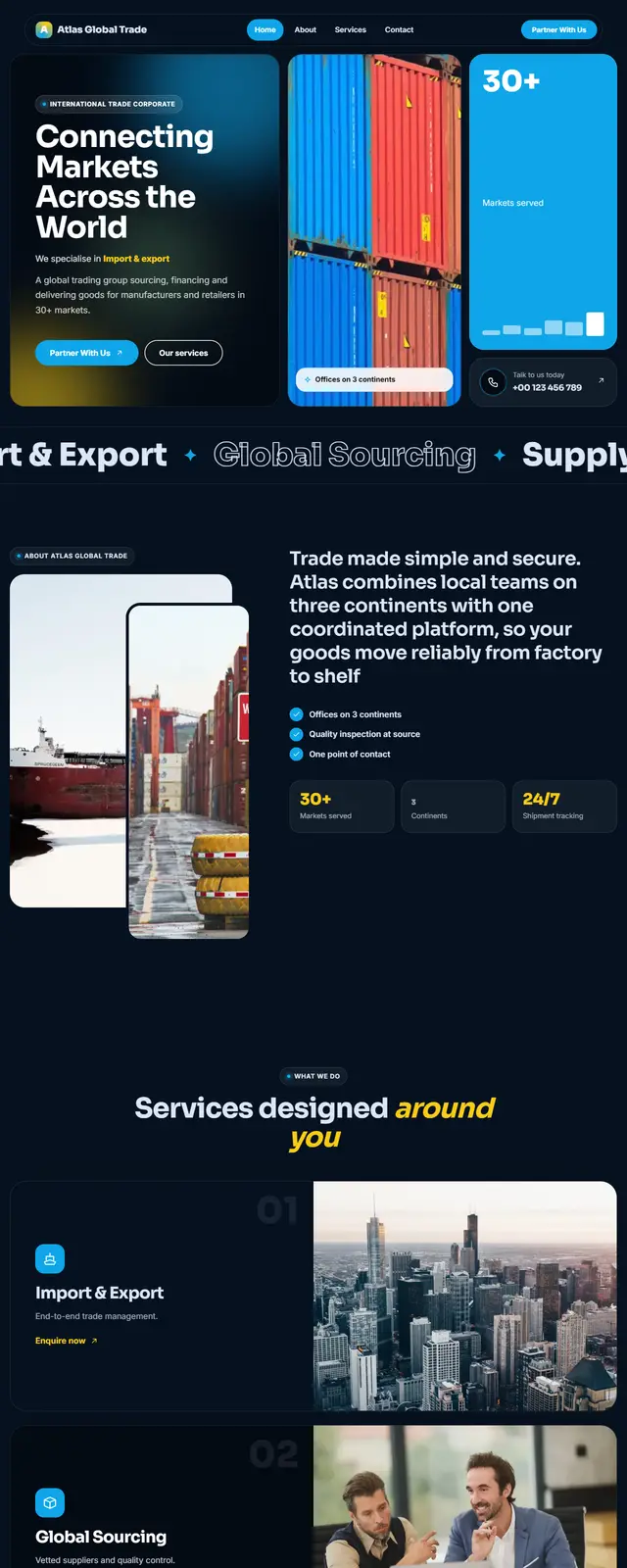 Atlas Global Trade – International Trade Corporate sample website