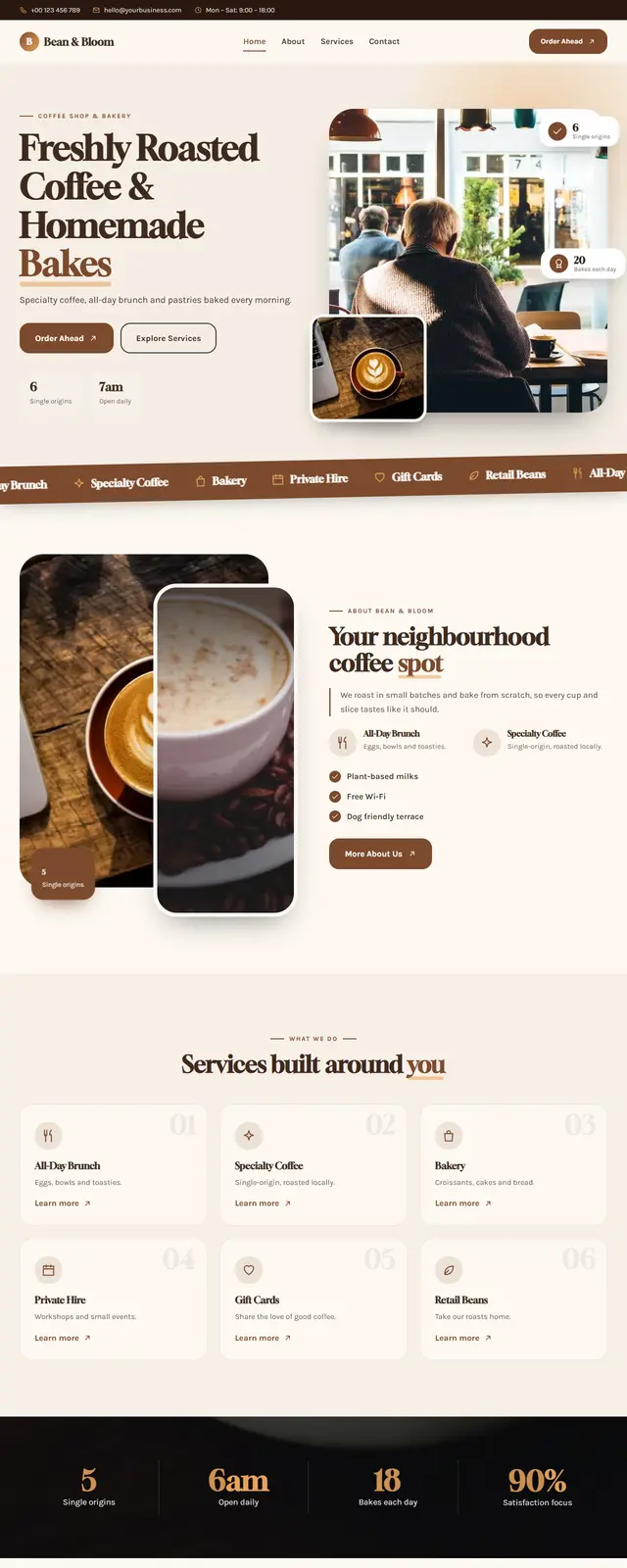 Bean & Bloom – Coffee Shop & Bakery sample website
