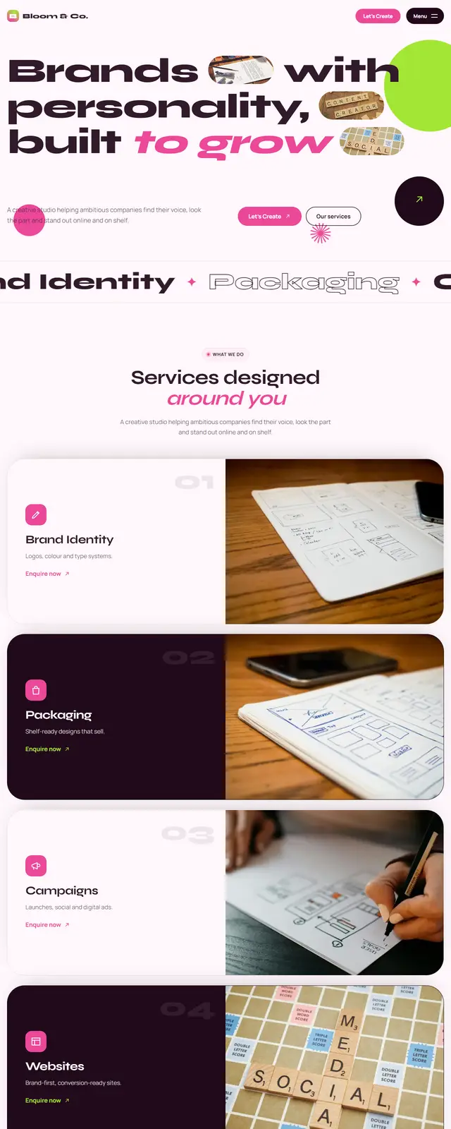 Bloom & Co. – Branding & Creative Agency sample website
