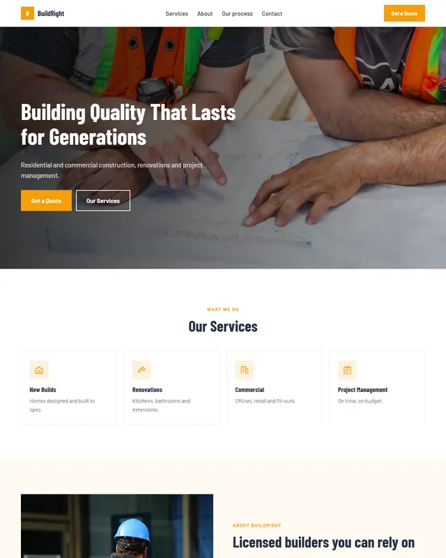 BuildRight – Construction & Renovation sample website