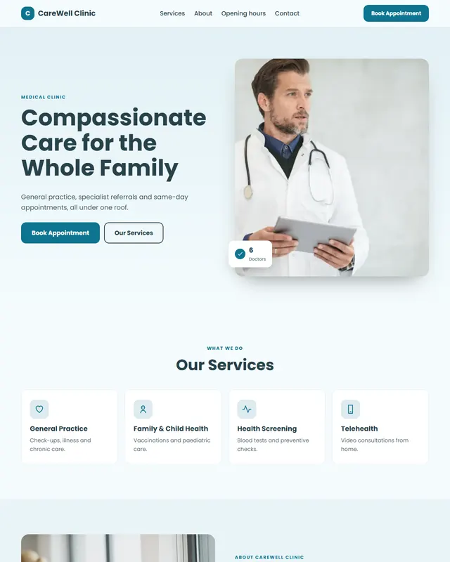 CareWell Clinic – Medical Clinic sample website