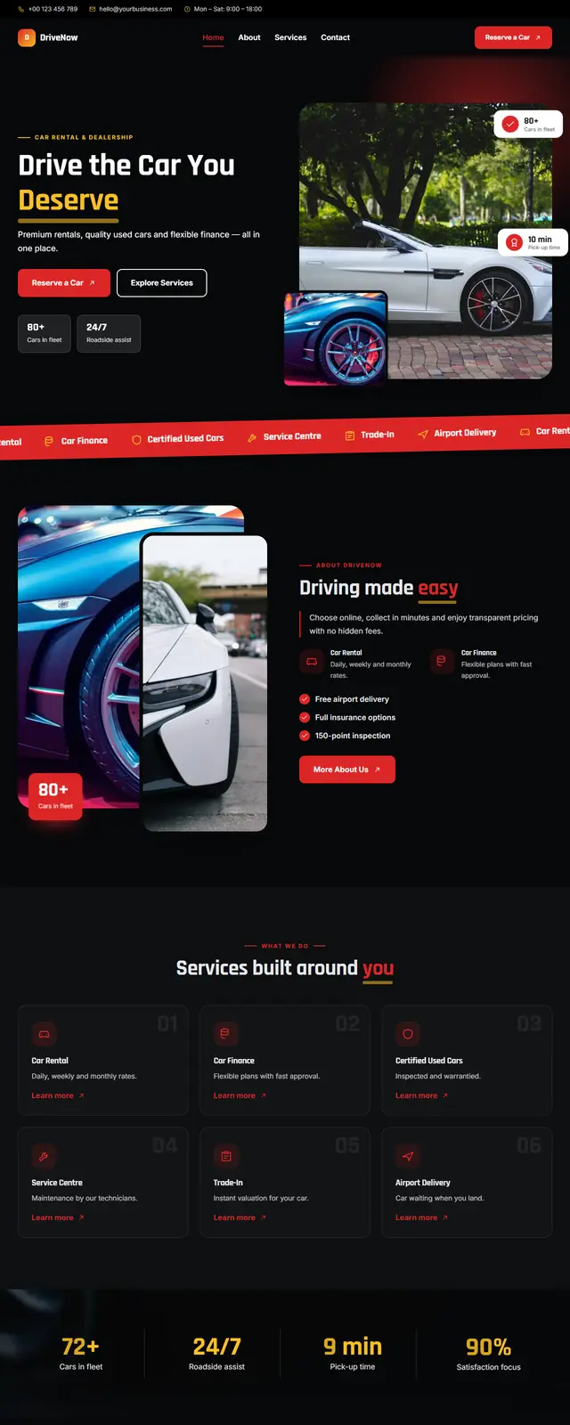 DriveNow – Car Rental & Dealership sample website