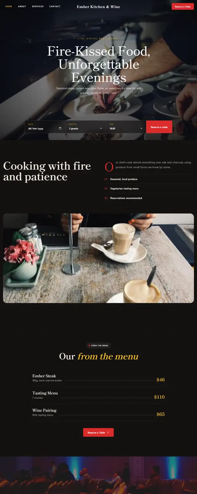 Ember Kitchen & Wine – Fine Dining Restaurant sample website