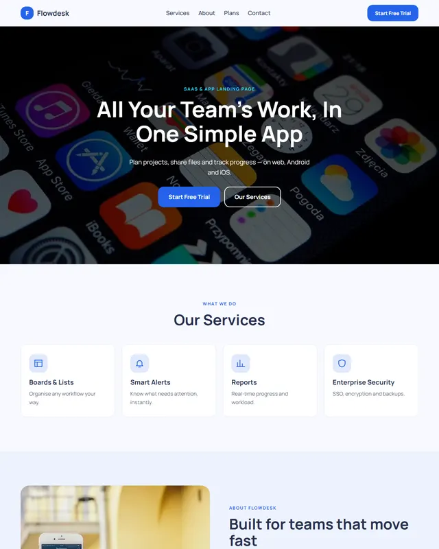 Flowdesk – SaaS & App Landing Page sample website