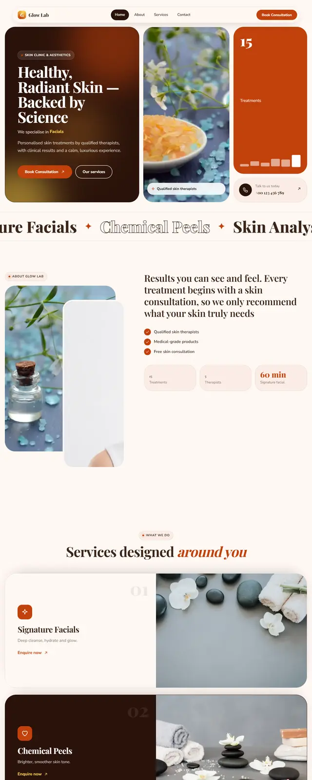 Glow Lab – Skin Clinic & Aesthetics sample website