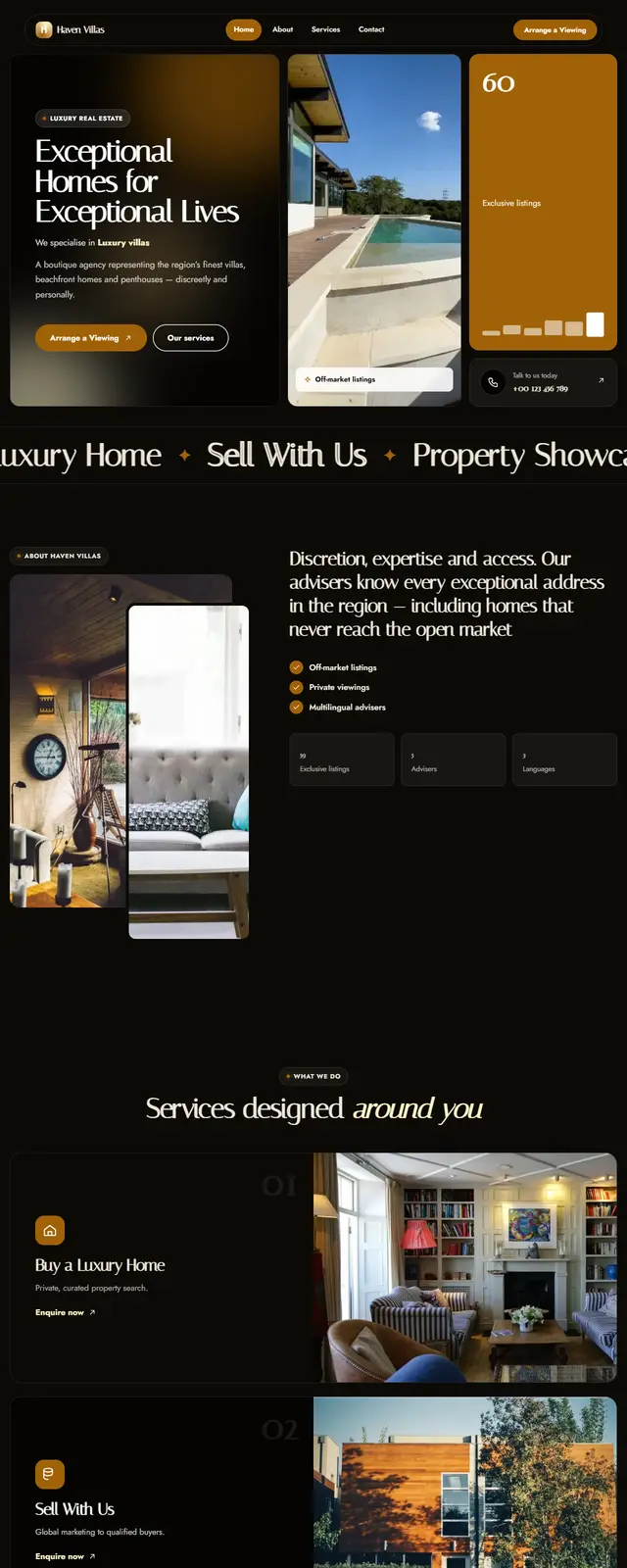 Haven Villas – Luxury Real Estate sample website