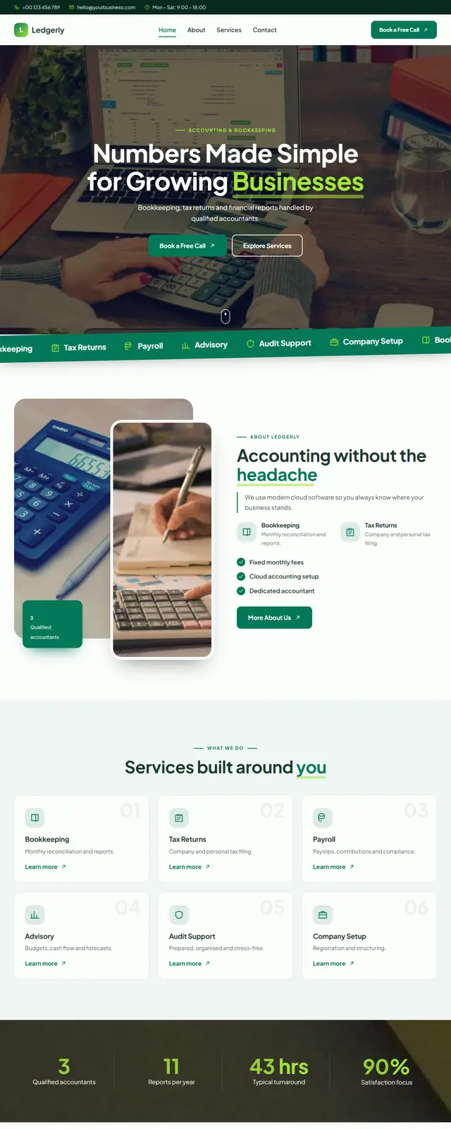 Ledgerly – Accounting & Bookkeeping sample website