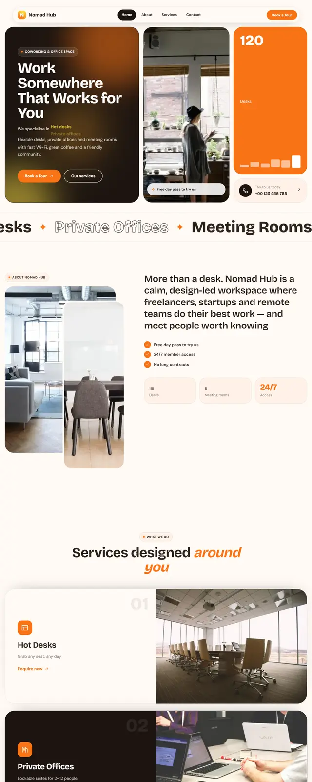 Nomad Hub – Coworking & Office Space sample website