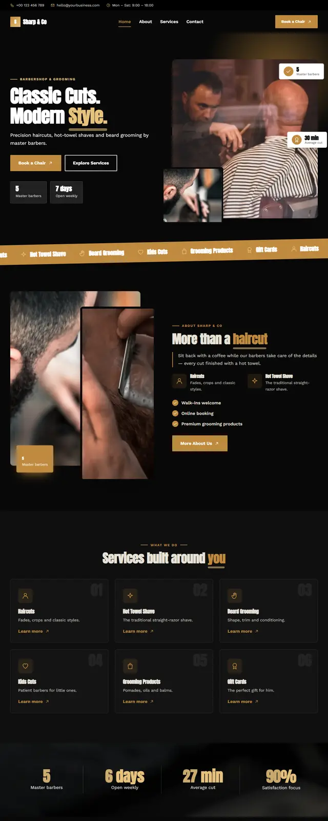 Sharp & Co – Barbershop & Grooming sample website