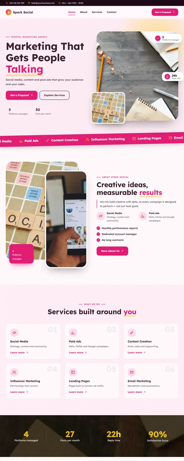 Spark Social – Digital Marketing Agency sample website