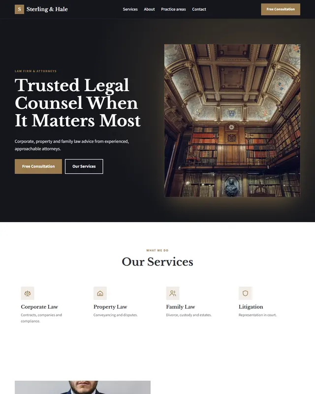 Sterling & Hale – Law Firm & Attorneys sample website