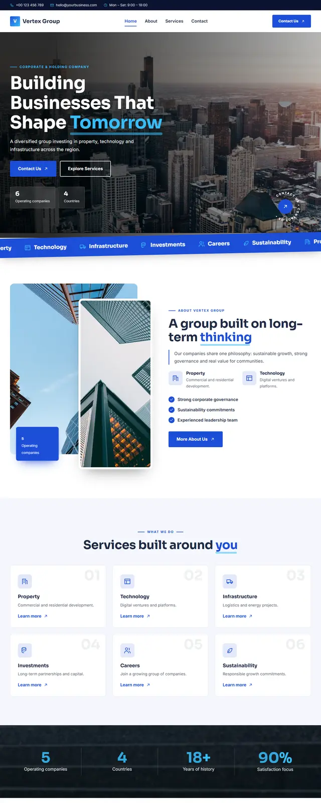 Vertex Group – Corporate & Holding Company sample website