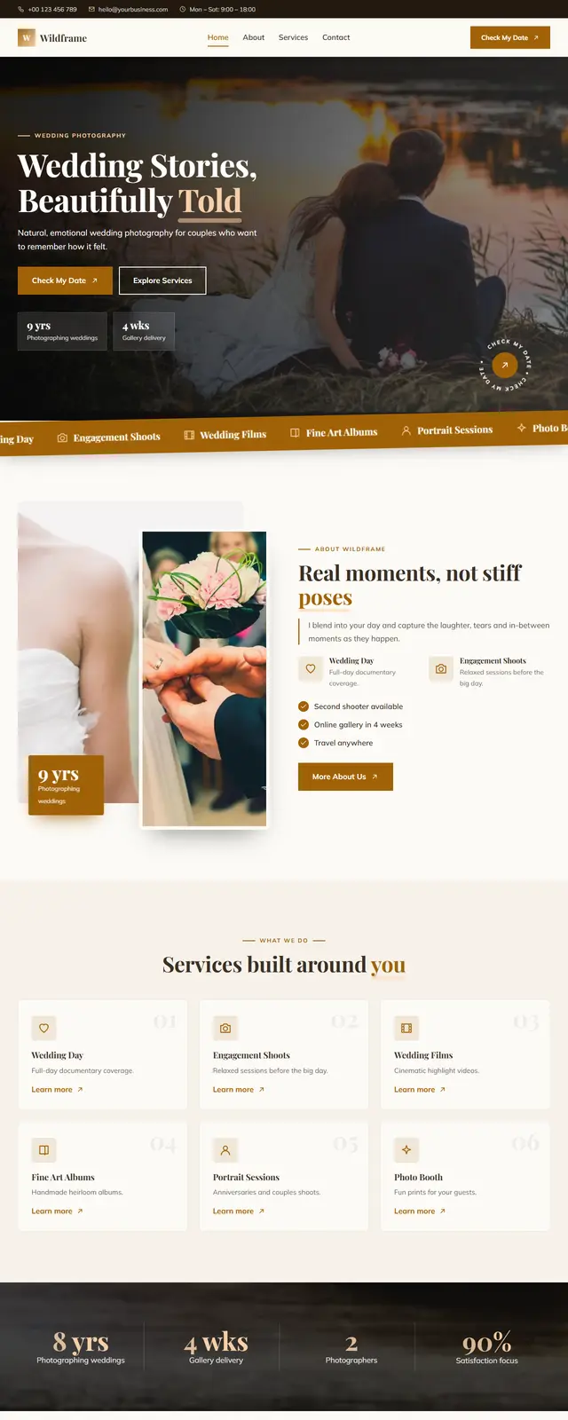 Wildframe – Wedding Photography sample website